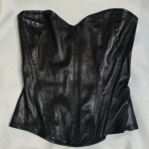 Black 100% Leather Corset Top